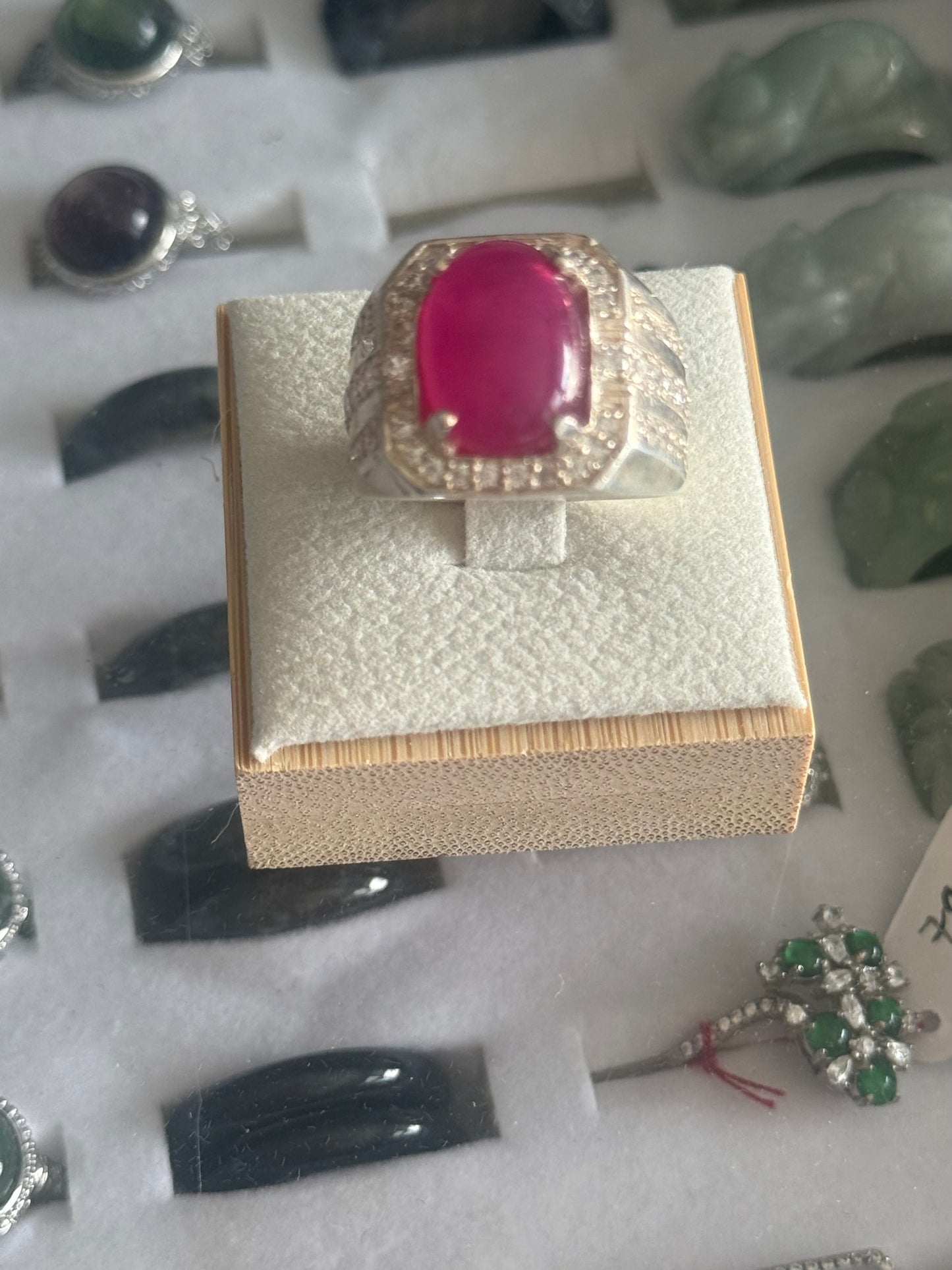 Silver 925 white Gold plated Ruby Ring with Snake Design
