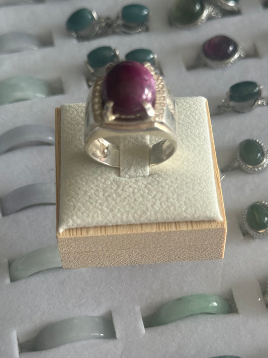 Silver 925 white Gold plated Ruby Ring with Snake Design